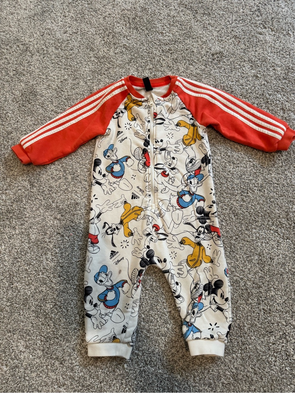 Adidas Kids orange Sleeve Disney Character One-Piece Zip Romper
